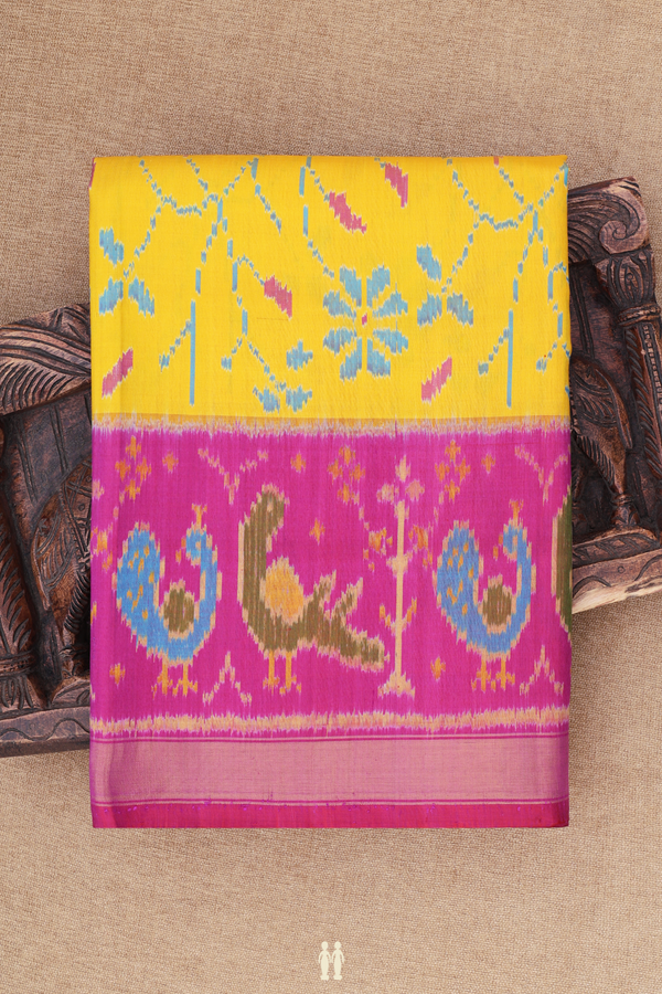 Patola Silk Saree In Yellow With Printed Design