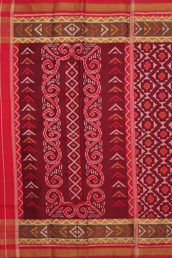 Patola Silk Saree Red With Allover Design