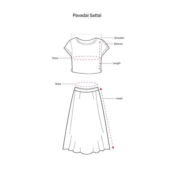 Elephant Border Plain Olive Green Cotton Pavadai Sattai