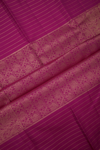 Peacock And Chakram Motif Copper Pink Kanchipuram Silk Saree