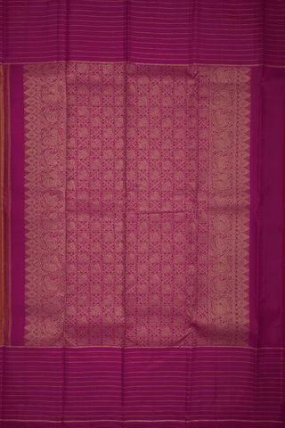 Peacock And Chakram Motif Copper Pink Kanchipuram Silk Saree