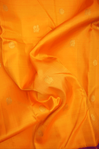 Peacock And Chakram Zari Motif Orange Kanchipuram Silk Saree