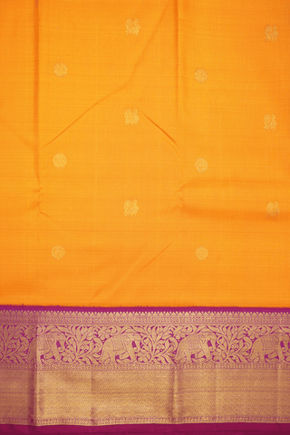 Peacock And Chakram Zari Motif Orange Kanchipuram Silk Saree