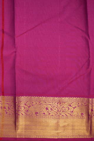 Peacock And Chakram Zari Motif Orange Kanchipuram Silk Saree