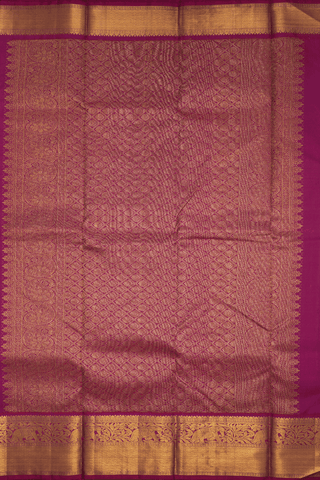 Peacock And Chakram Zari Motif Orange Kanchipuram Silk Saree