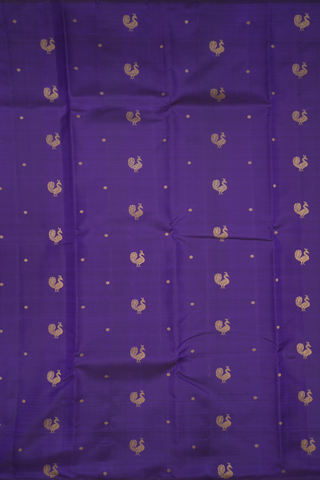 Peacock And Floral Buttas Royal Purple Kanchipuram Silk Saree