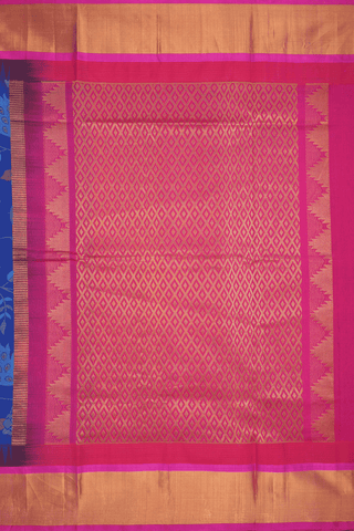 Peacock And Floral Design Indigo Blue Silk Cotton Saree