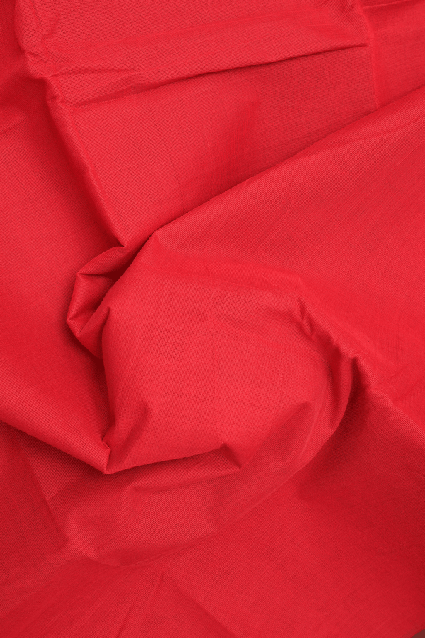 Peacock Border Plain Chilli Red Chettinadu Cotton Saree