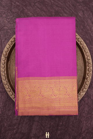 Peacock Border Plain Magenta Pink Kanchipuram Silk Saree