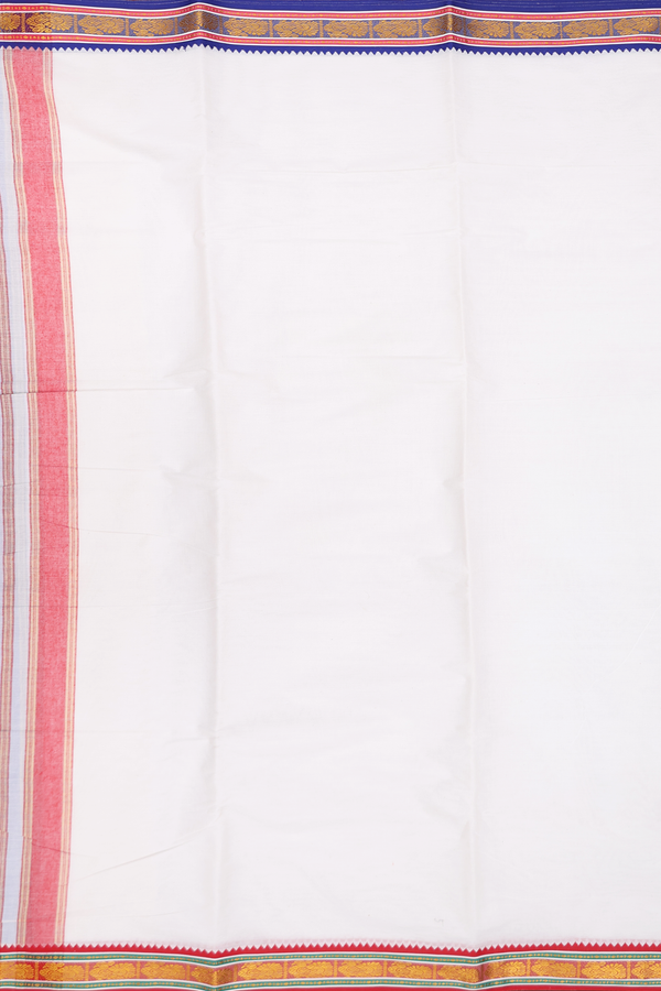 Peacock Border White Cotton Dhoti With Angavastram Set