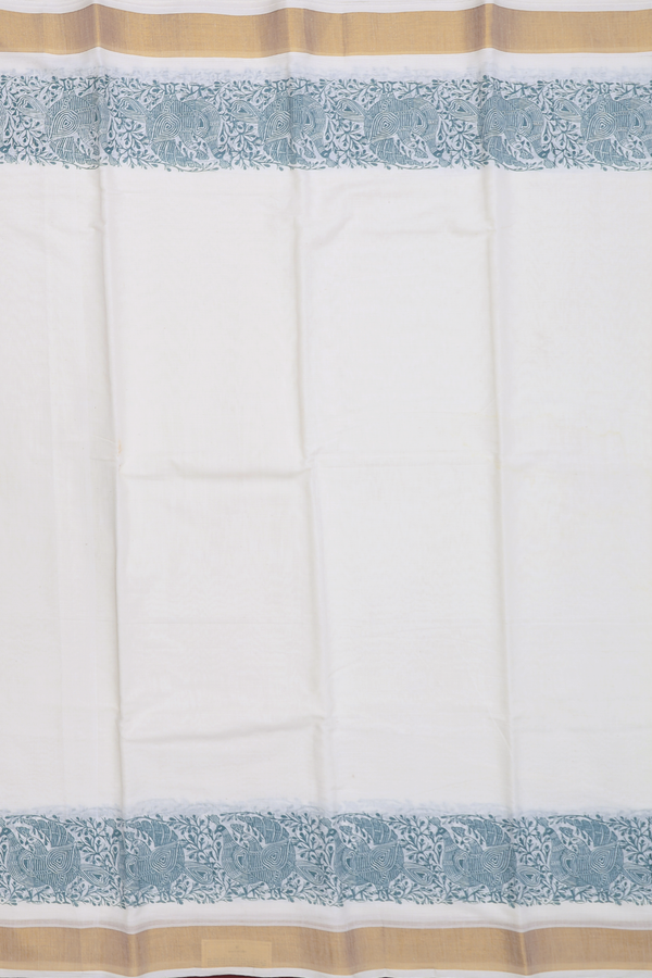 Peacock Border White Onam Collection