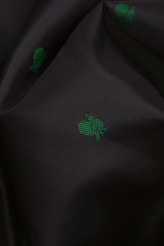 Peacock Buttas Black Kanchipuram Silk Saree