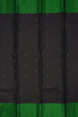 Peacock Buttas Black Kanchipuram Silk Saree