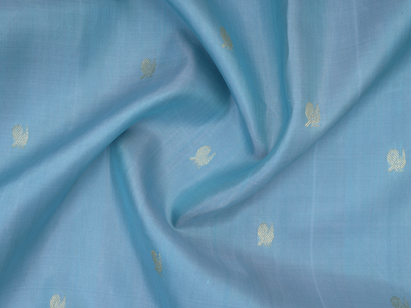 Peacock Buttas Blue Kanchipuram Silk Blouse Material