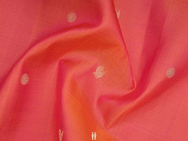 Peacock Buttas Orange Kanchipuram Blouse Material