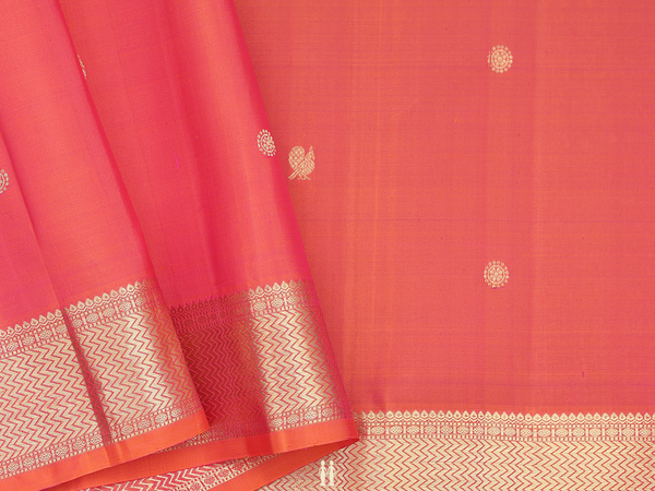 Peacock Buttas Orange Kanchipuram Blouse Material