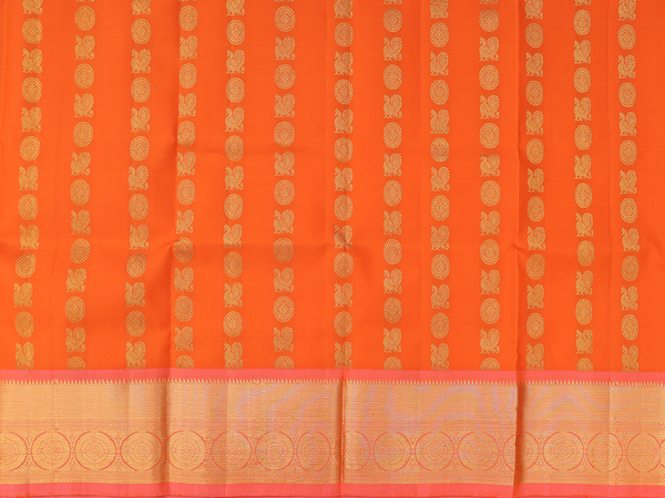 Peacock Buttas Orange Kanchipuram Pavadai Sattai Material