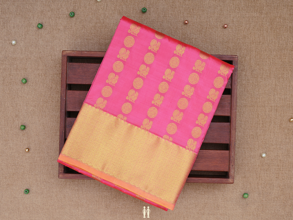 Peacock Buttas Pink Kanchipuram Pavadai Sattai Material