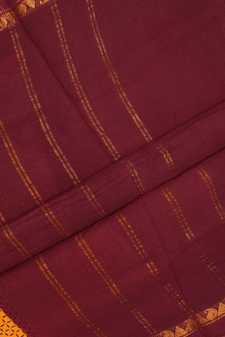 Peacock Buttas Royal Orange Nine Yards Sungudi Cotton Saree