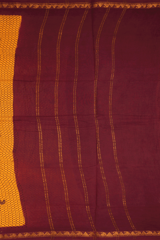 Peacock Buttas Royal Orange Nine Yards Sungudi Cotton Saree