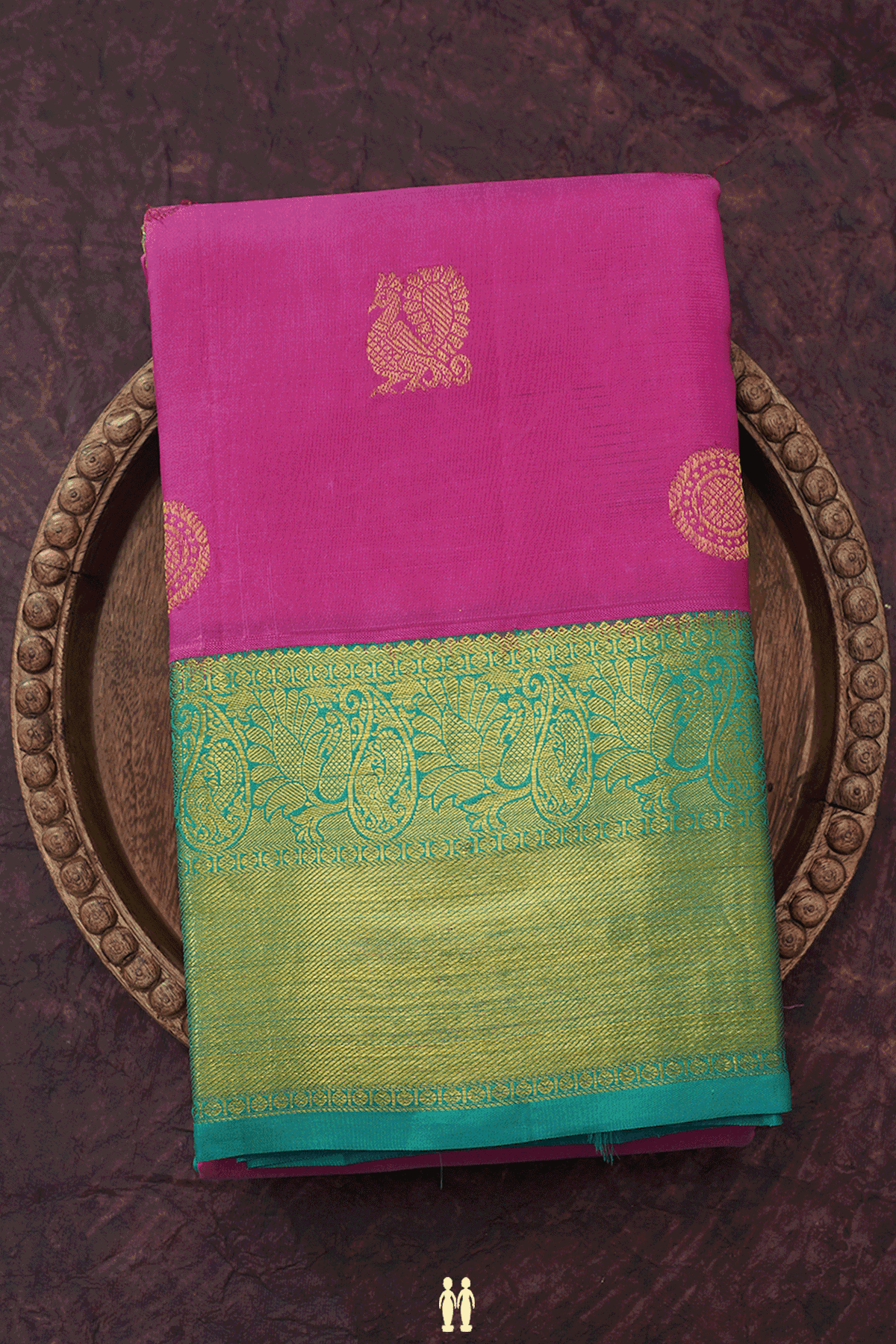 Peacock Chakram Buttas Lotus Pink Kanchipuram Silk Saree