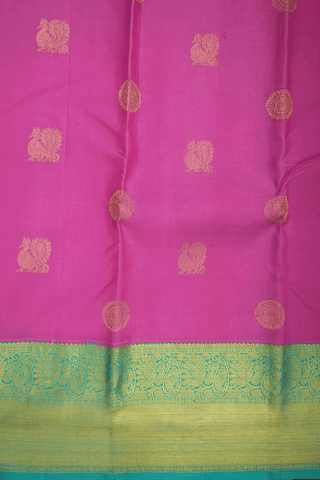 Peacock Chakram Buttas Lotus Pink Kanchipuram Silk Saree