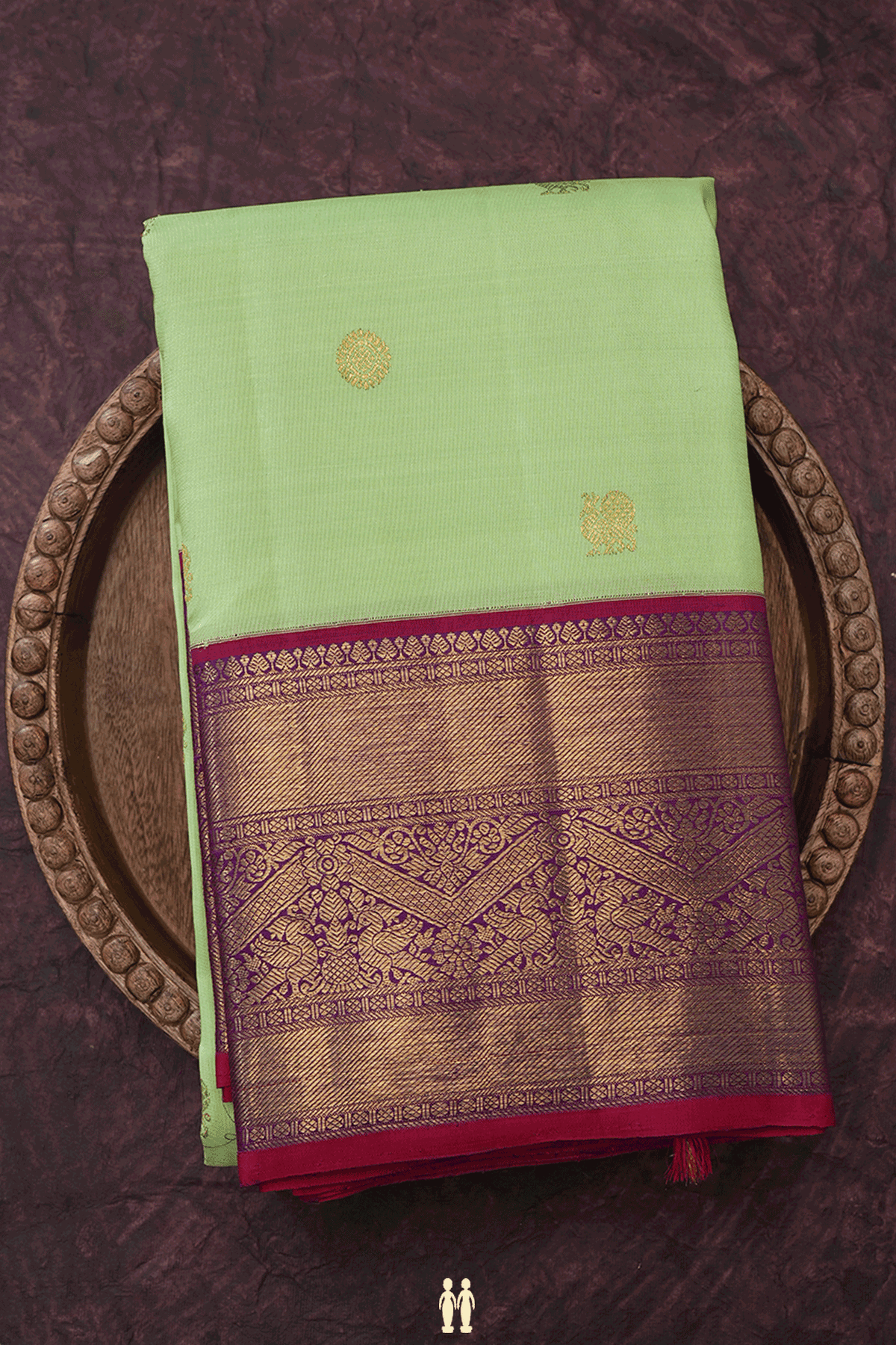 Peacock Chakram Buttas Pale Green Kanchipuram Silk Saree