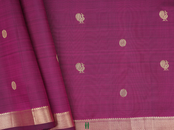 Peacock Chakram Buttas Purple Kanchipuram Blouse Material