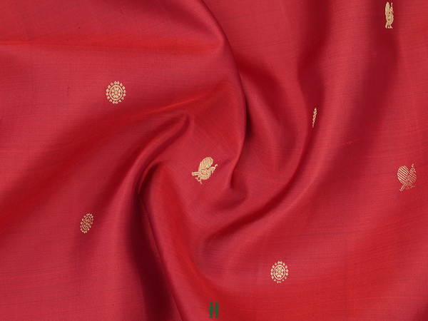 Peacock Chakram Buttas Rust Red Kanchipuram Blouse Material