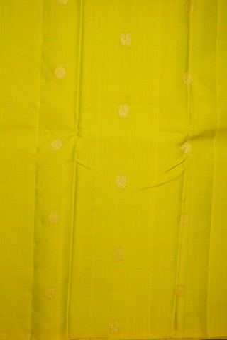 Peacock Chakram Zari Butta Pear Green Kanchipuram Silk Saree