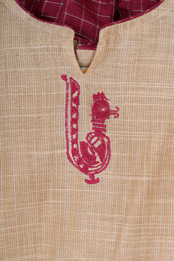 Peacock Design Brown And Red Readymade Pavadai Sattai