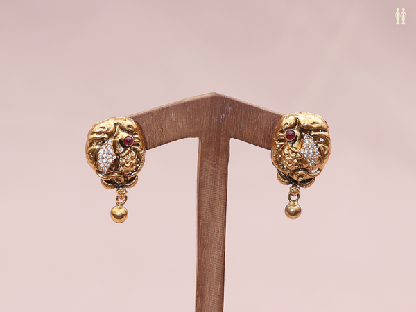 Peacock Design Gold Plated Pure Silver Earrings