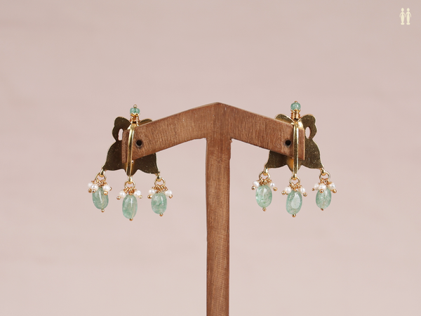 Peacock Design Gold Plated Pure Silver Hook Earrings