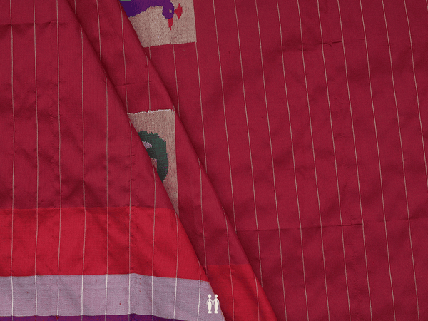 Peacock Design Red Kanchipuram Silk Blouse Material