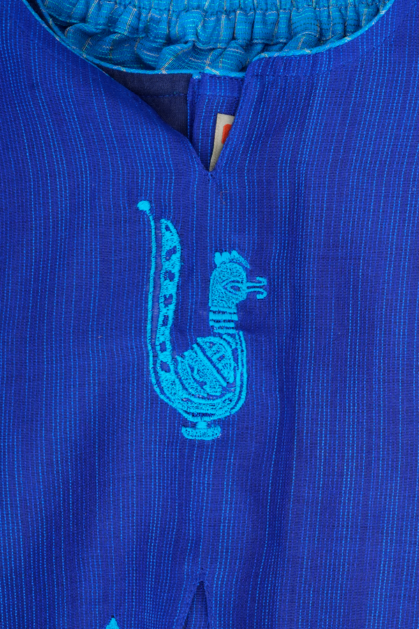 Peacock Design Shades Of Blue Readymade Pavadai Sattai