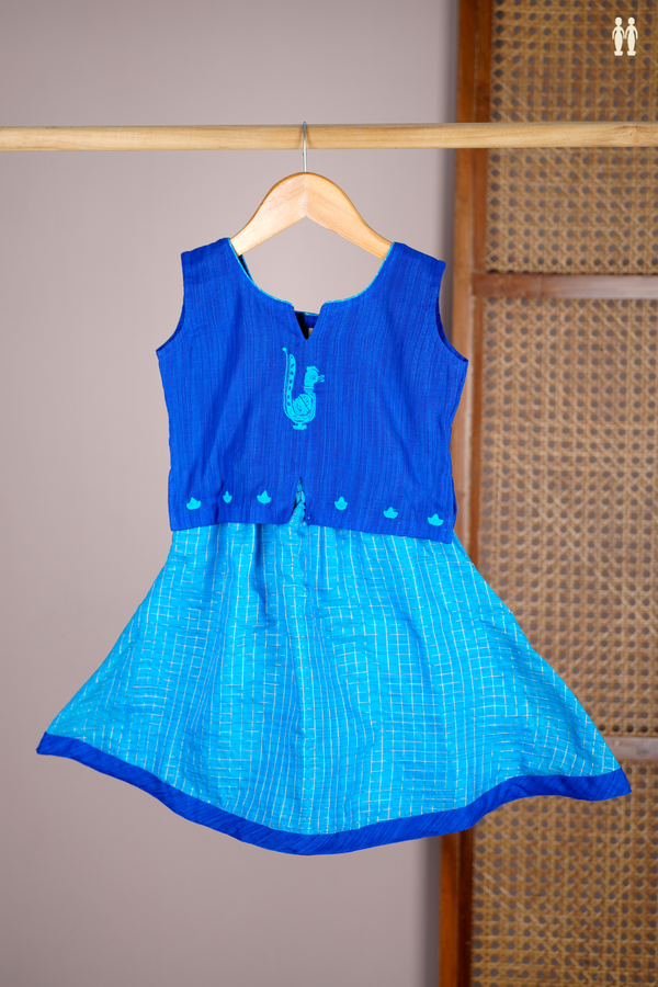 Peacock Design Shades Of Blue Readymade Pavadai Sattai