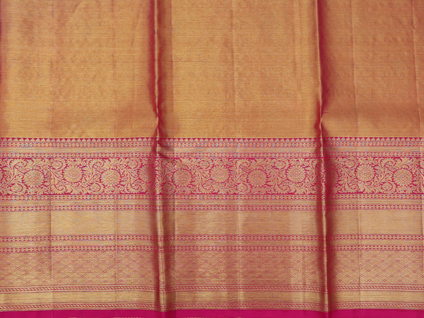 Peacock Design Tissue Green Kanchipuram Half Saree Material