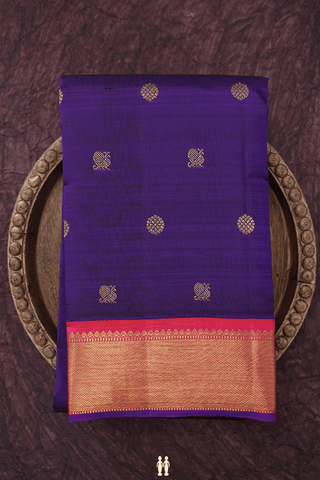Peacock Floral Buttas Regal Purple Kanchipuram Silk Saree