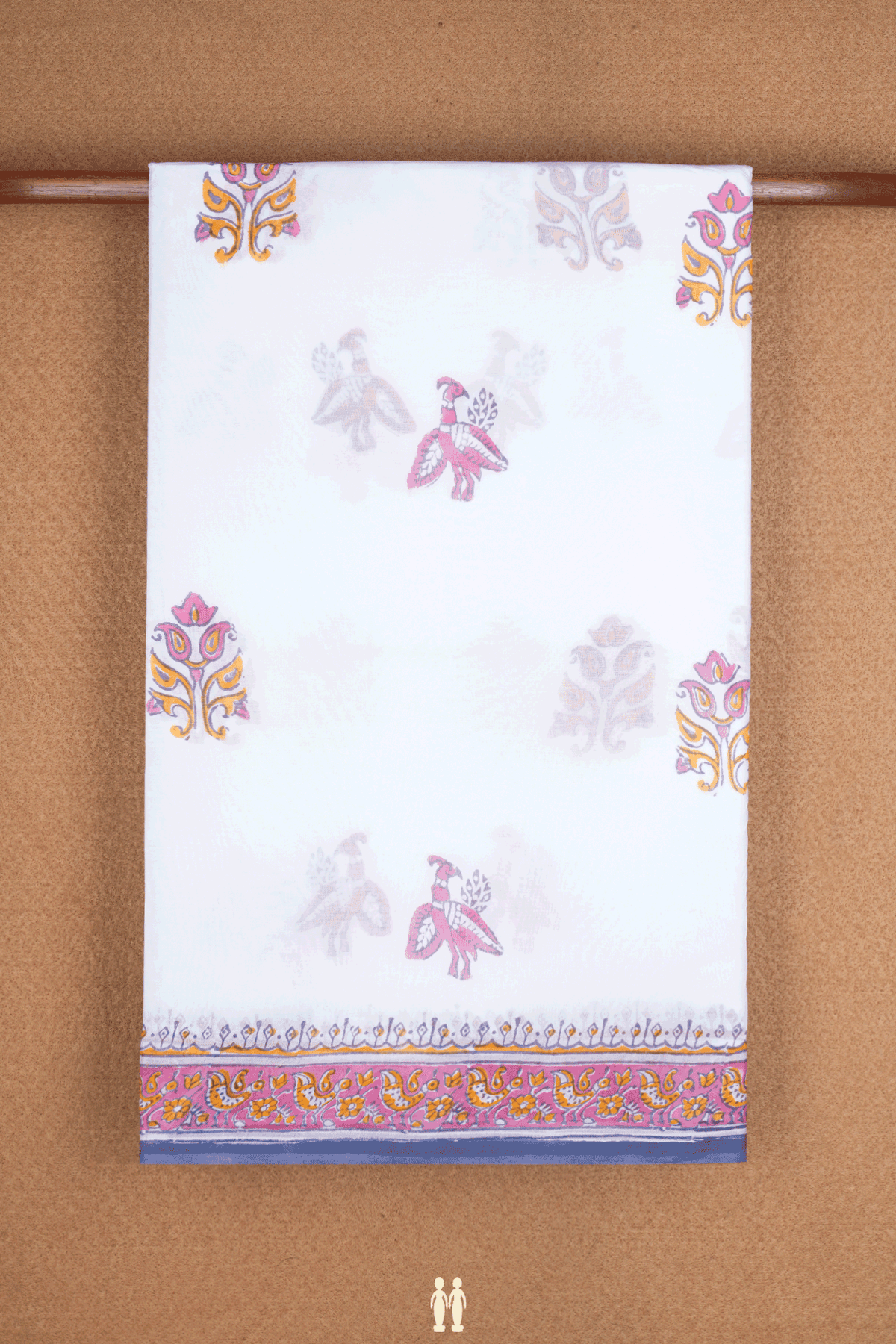 Peacock Paisley Design Off White Hyderabad Cotton Saree