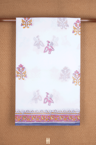 Peacock Paisley Design Off White Hyderabad Cotton Saree