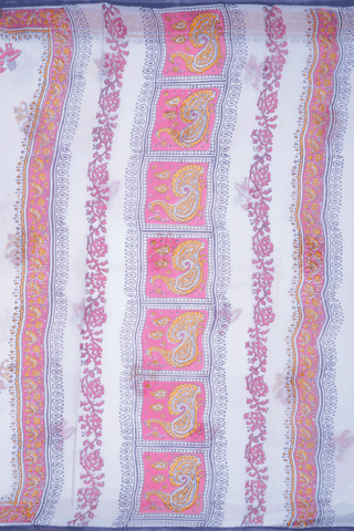 Peacock Paisley Design Off White Hyderabad Cotton Saree