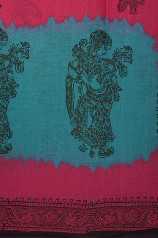 Peacock Printed Motifs Blush Red Hyderabad Cotton Saree