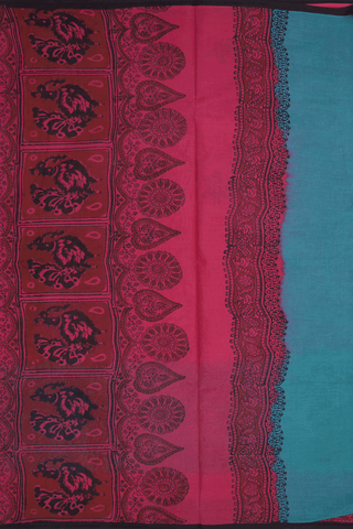 Peacock Printed Motifs Blush Red Hyderabad Cotton Saree