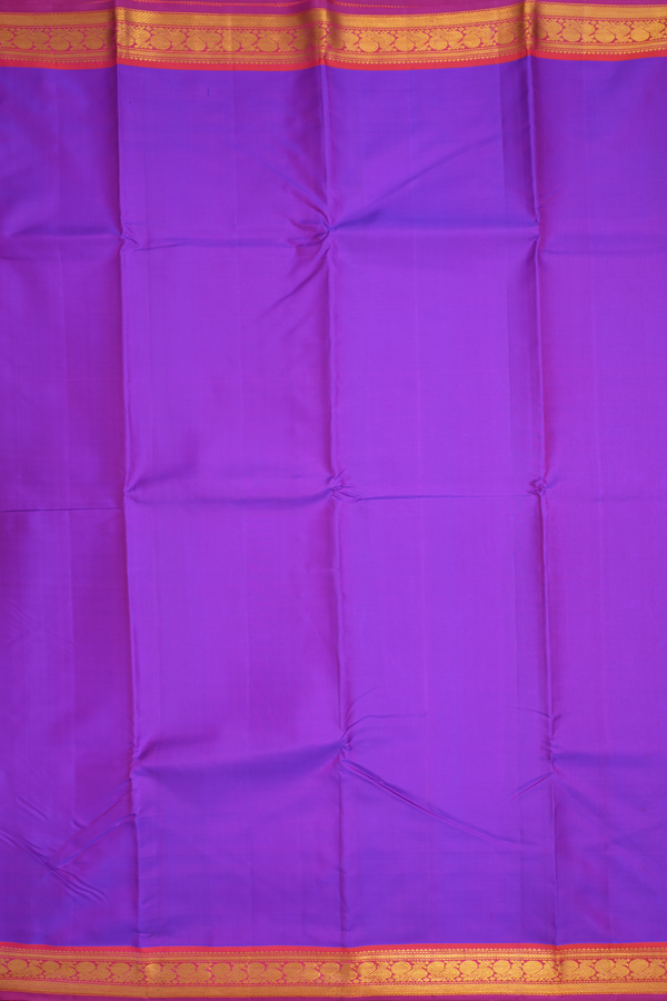 Peacock Zari Border Plain Purple Kanchipuram Silk Saree