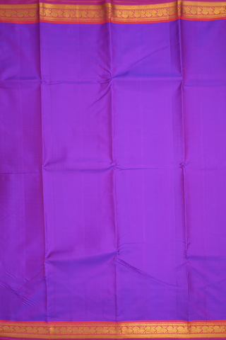 Peacock Zari Border Plain Purple Kanchipuram Silk Saree