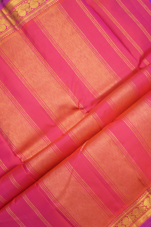 Peacock Zari Border Plain Purple Kanchipuram Silk Saree