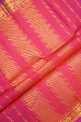 Peacock Zari Border Plain Purple Kanchipuram Silk Saree
