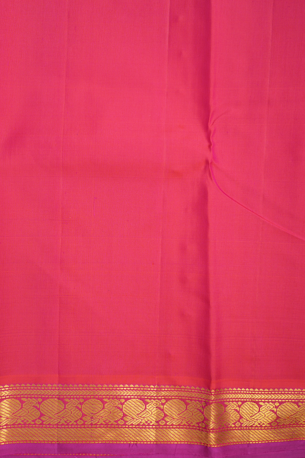 Peacock Zari Border Plain Purple Kanchipuram Silk Saree