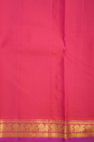 Peacock Zari Border Plain Purple Kanchipuram Silk Saree