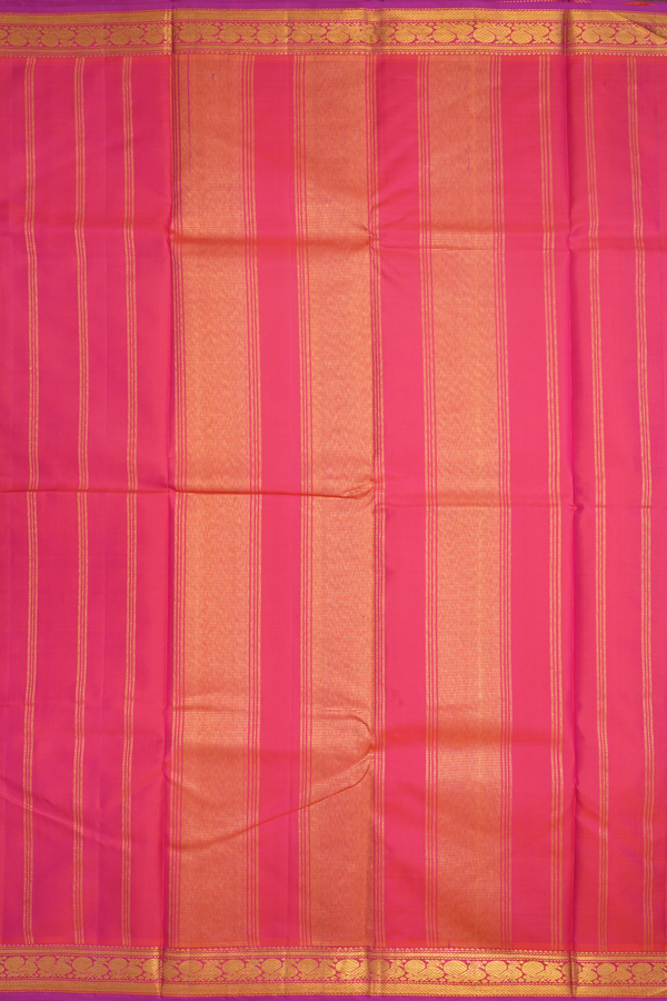 Peacock Zari Border Plain Purple Kanchipuram Silk Saree